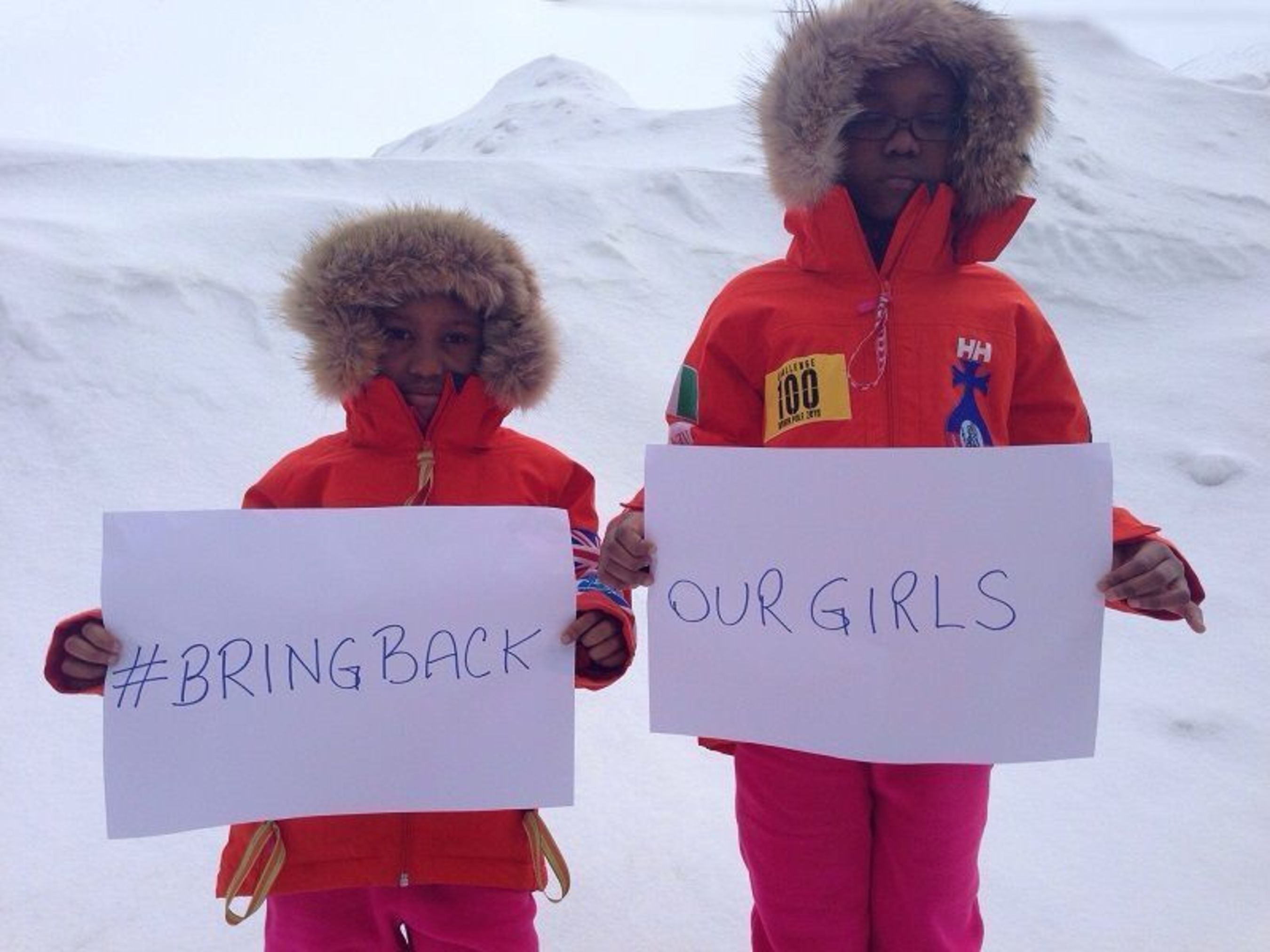 Bring back our Girls: Monica and Aimee Amazu share their message on the anniversary of the Chibok kidnappings. (PRNewsFoto/Challenge 100)