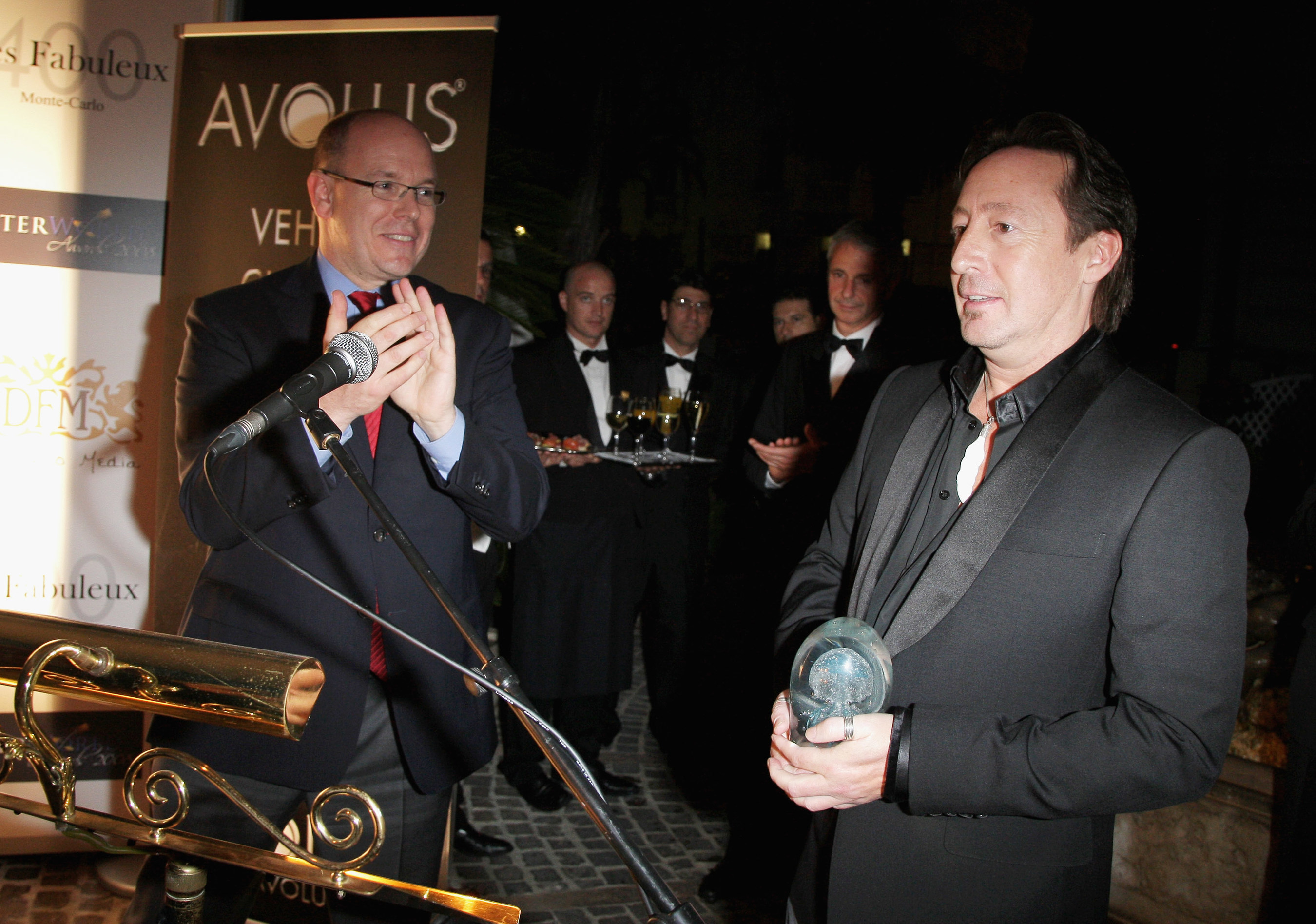 Prior year photo: HSH Prince Albert II of Monaco giving Julian Lennon the Environmental Award at the Better World Awards held at the Hotel De Paris.
