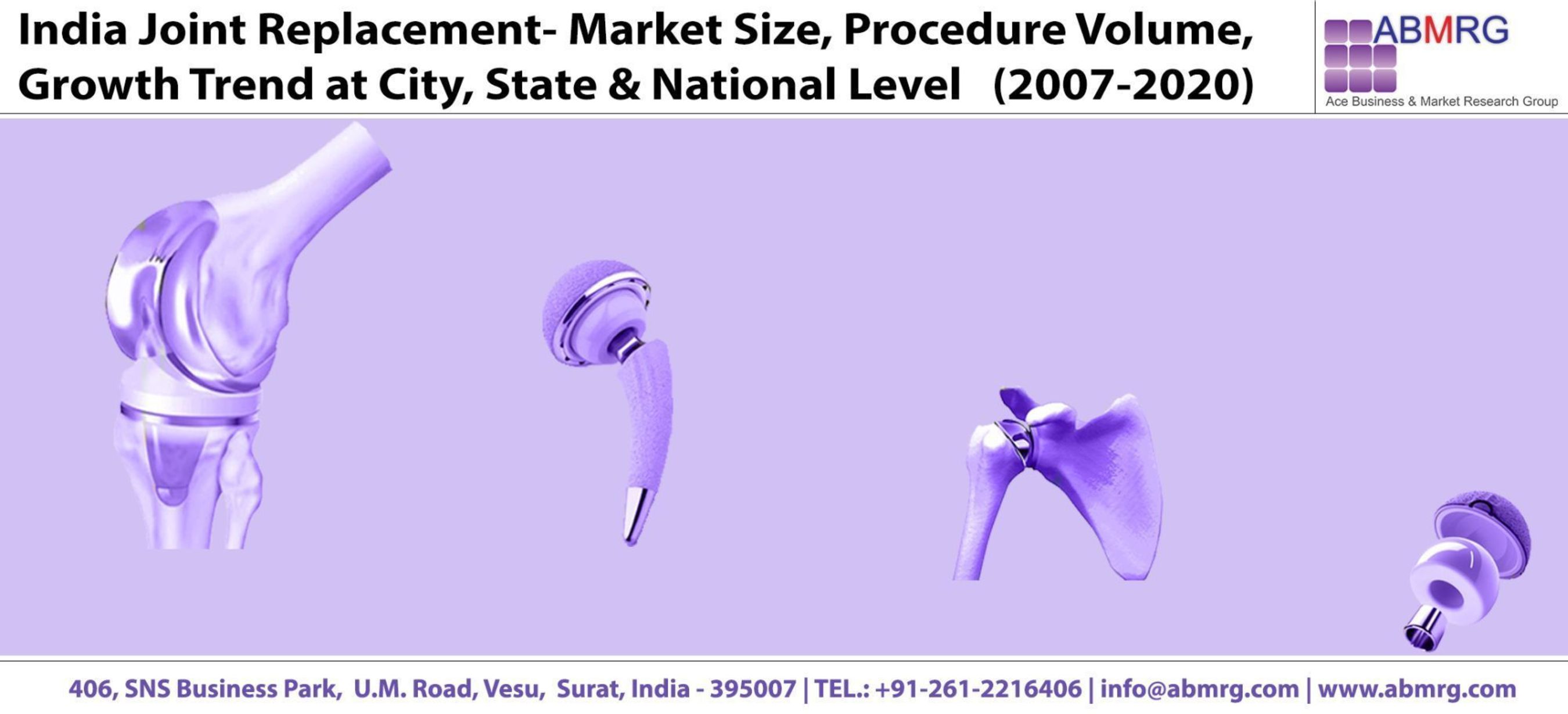 India Joint Replacement - Market Size, Procedure Volume, Growth Trend at City, State and National Level (PRNewsFoto/ABMRG)