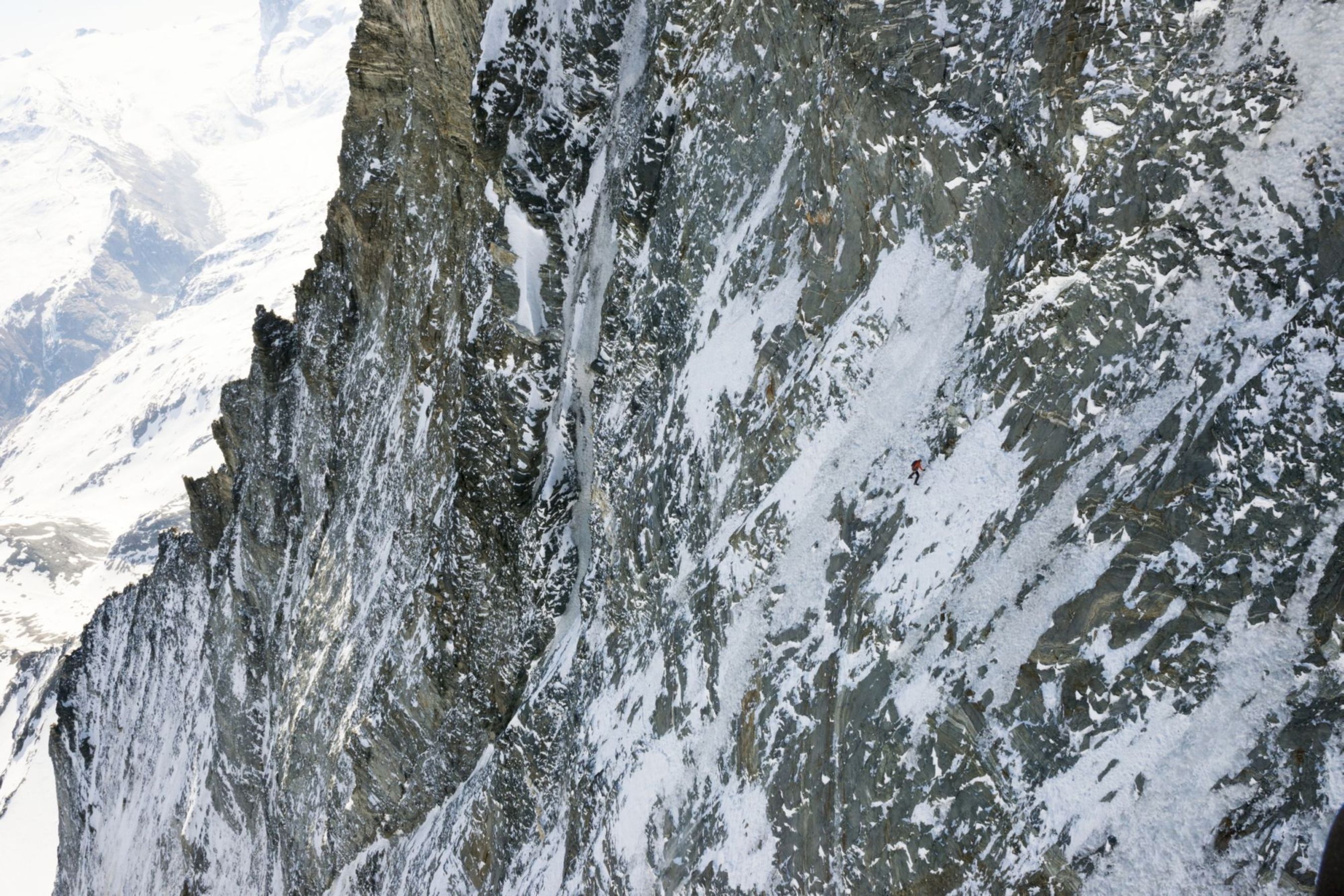 Mammut Pro Team Athlete Dani Arnold on record course in the 1100 meter high North Face of the Matterhorn. Photo credit: Visual Impact/Christian Gisi (PRNewsFoto/Mammut Sports Group AG)