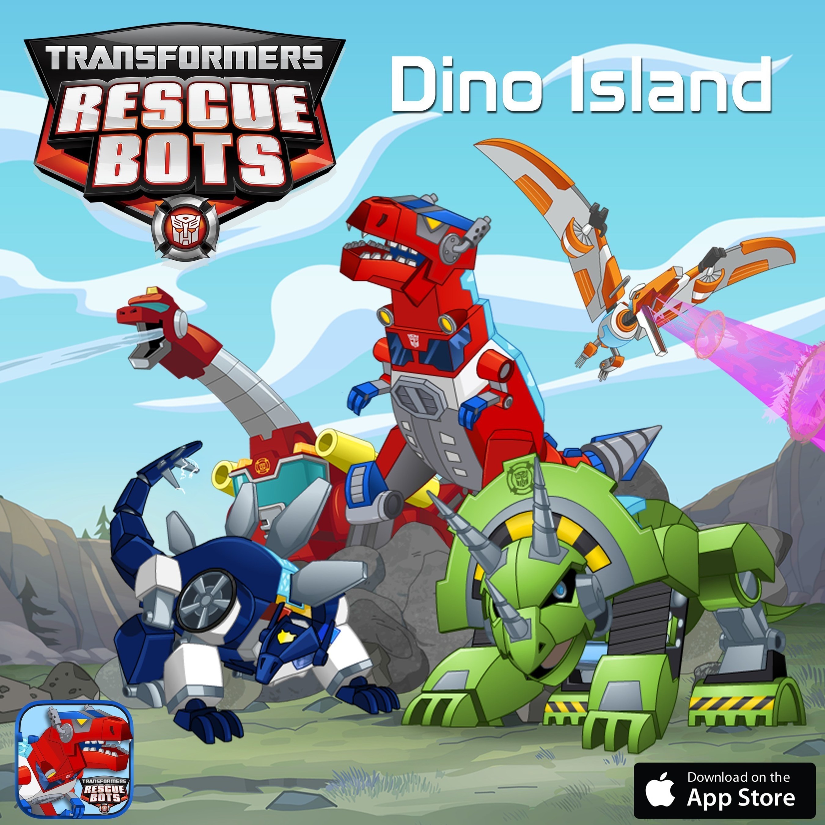 TRANSFORMERS RESCUE BOTS Roar to the Rescue in Hasbro and PlayDate  Digital's New DINO ISLAND Interactive Storybook App