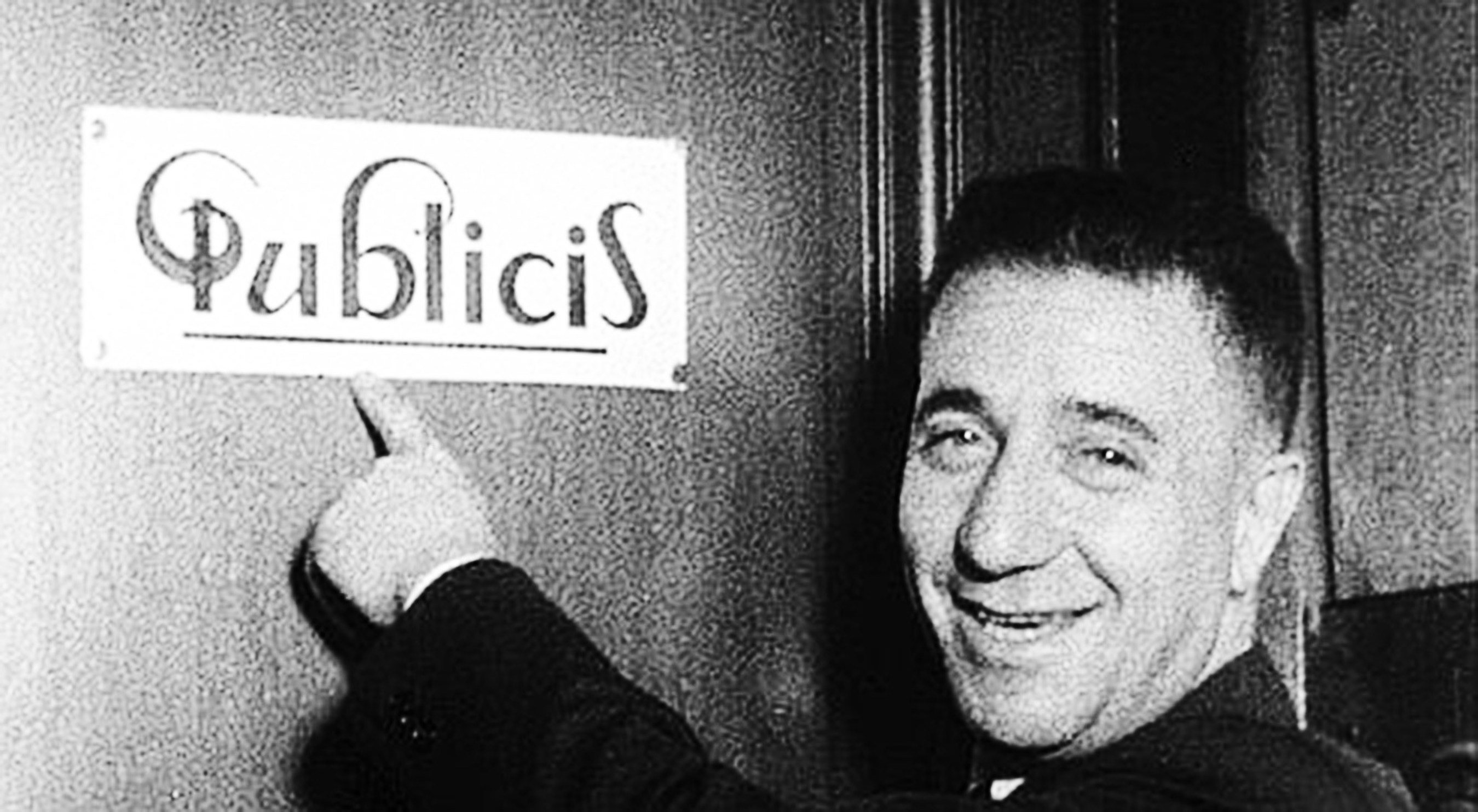 Marcel Bleustein-Blanchet and the original Publicis logo (PRNewsFoto/Publicis Worldwide)