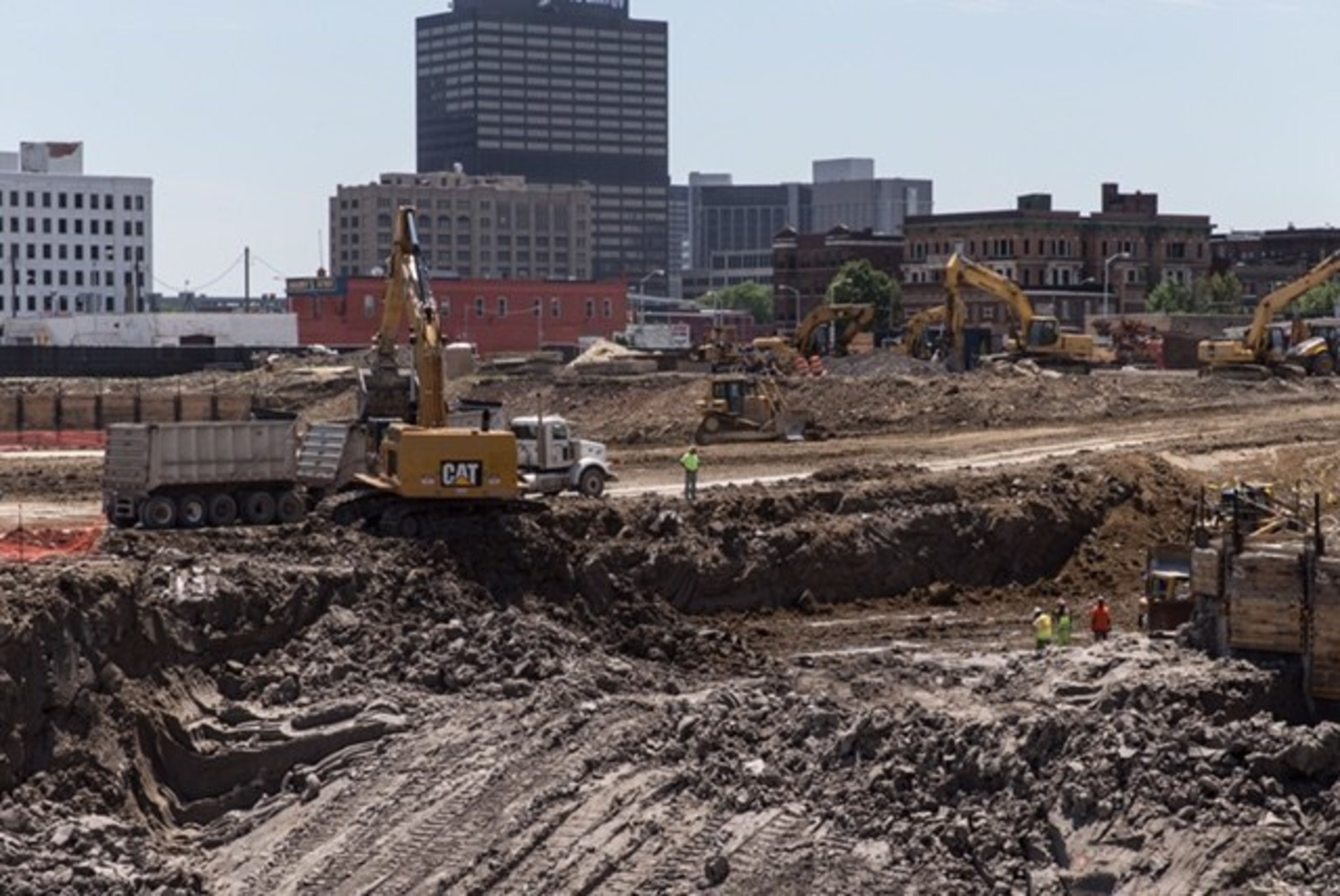 Detroit Events Center excavation progress. June 11, 2015.