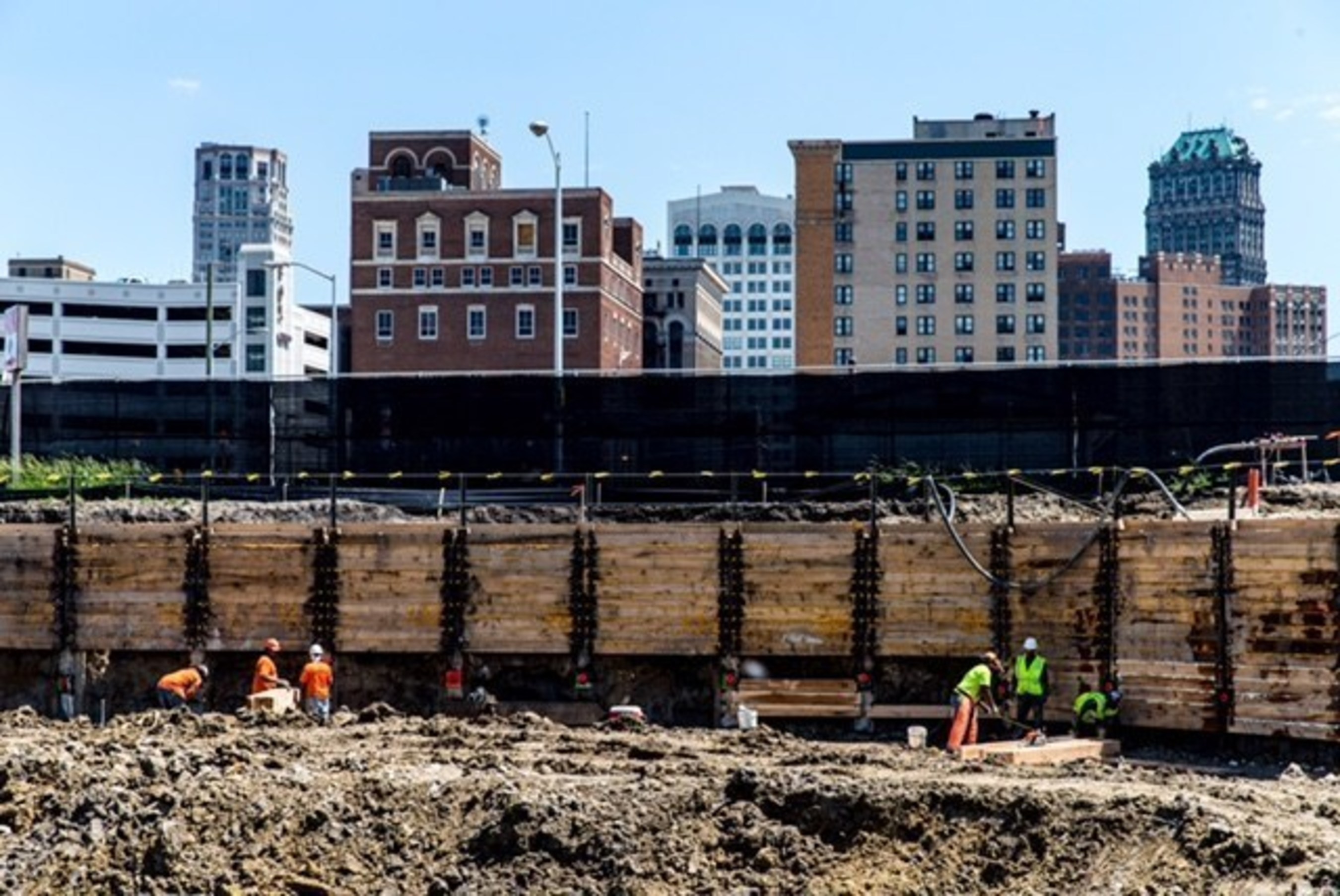 Detroit Events Center excavation progress. June 11, 2015.