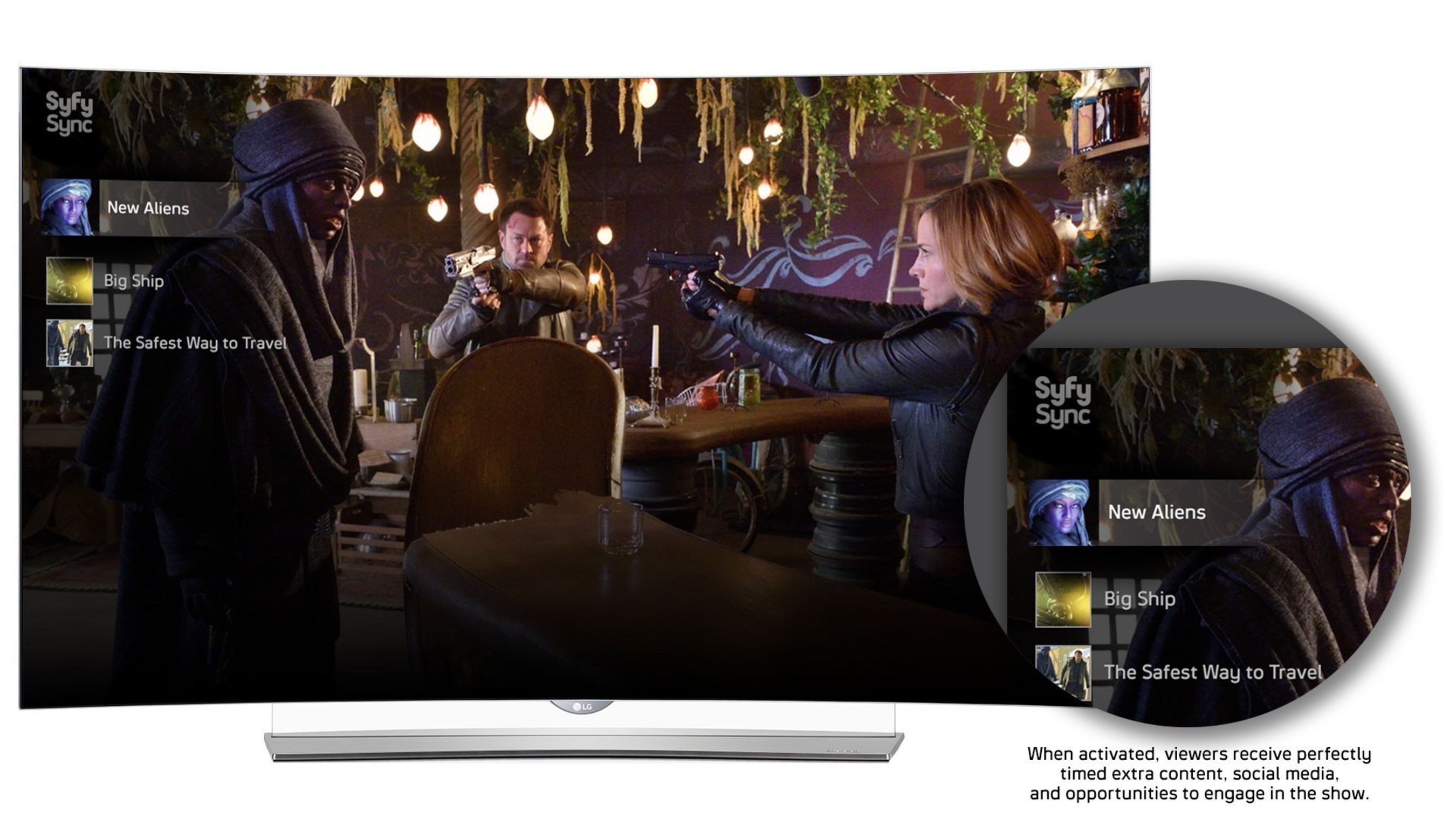 Syfy Sync for LG Smart TV is launching with the Season 3 premiere of fan favorite DEFIANCE on June 12 at 9/8c on Syfy.