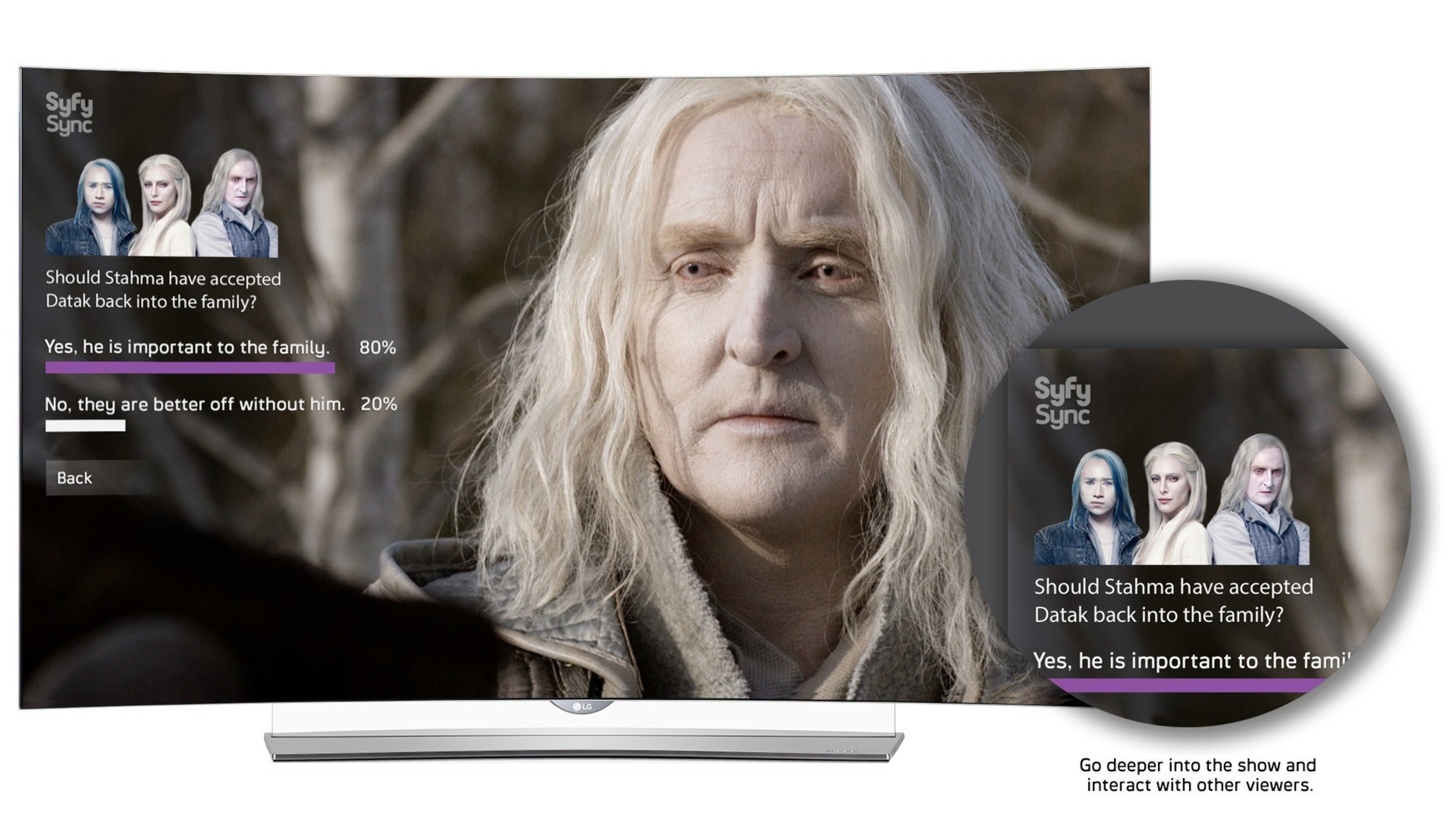 Syfy Sync for LG Smart TV is launching with the Season 3 premiere of fan favorite DEFIANCE on June 12 at 9/8c on Syfy.