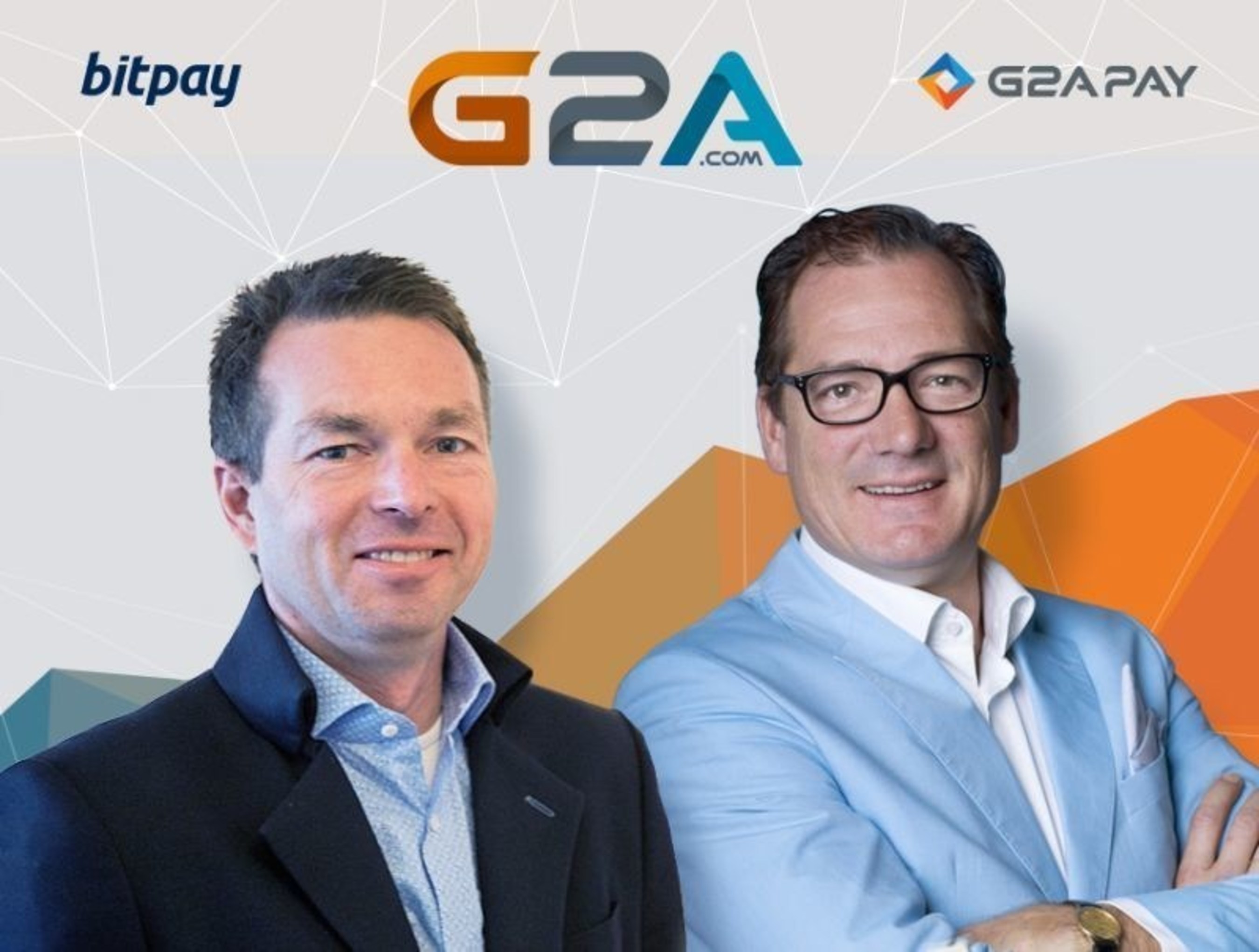 Marcel Roelants, General Manager of BitPay EMEA and G2A.COM Executive VP of Global Payments Bob Voermans are delighted with the G2A.COM BitPay partnership (PRNewsFoto/G2A.com) (PRNewsFoto/G2A.com)