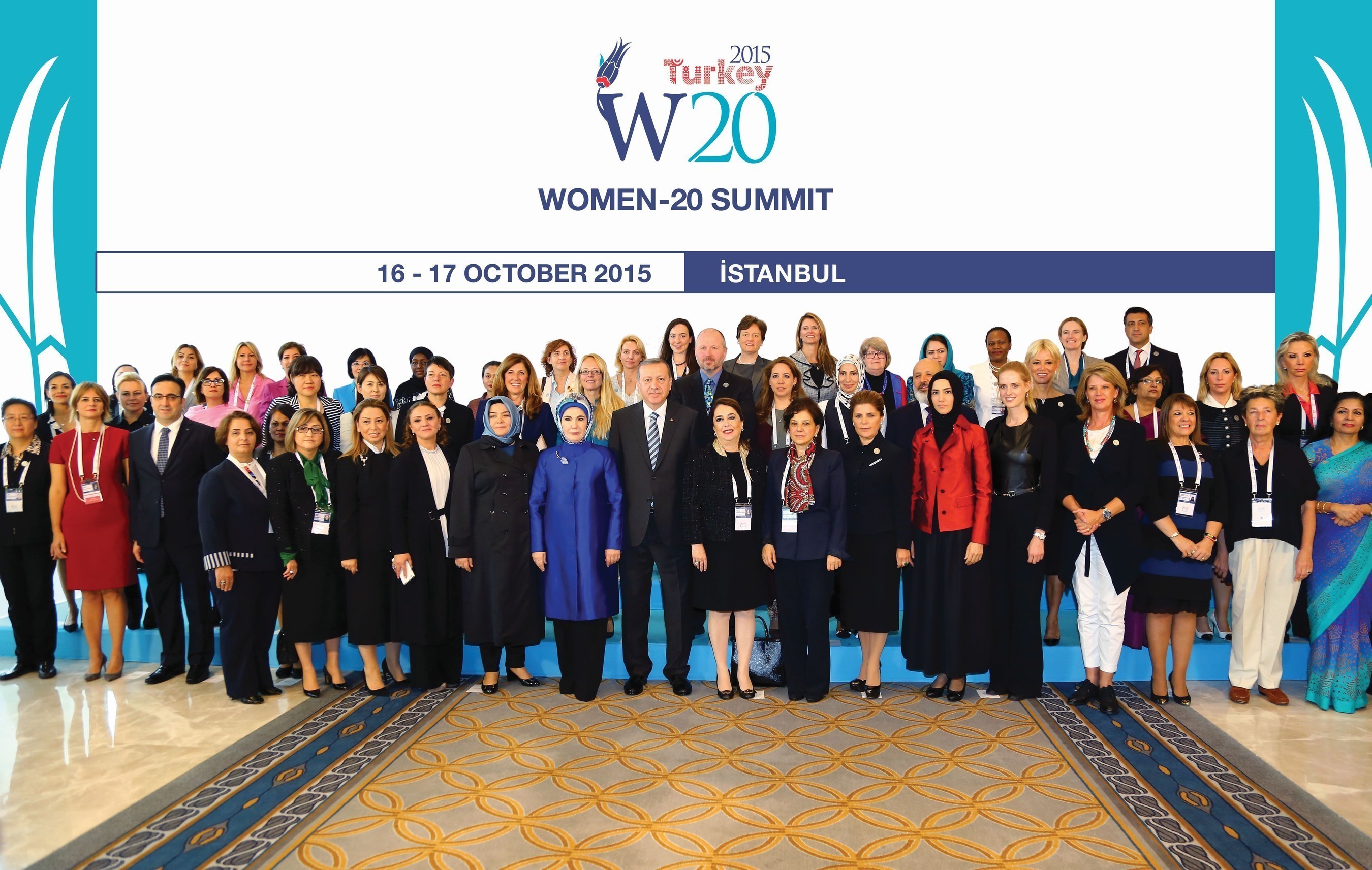 Expressing his belief that the W20 would greatly contribute to the G20 agenda with its studies and propositions in terms of providing fairer conditions for women's presence in economy, President ErdoÃ„Å¸an drew attention to "inclusive growth", one of Turkey's G20 goals. "One of the most important aspects of inclusiveness, which means everyone should get a share of economic growth and welfare, is that women get the position they deserve in economy," President Erdogan said and he stated that the female workforce of G20 countries was currently at 58% while male workforce was at 86%. The President underlined that women should be included in the workforce to achieve high-growth rate. (PRNewsFoto/G20 Turkish Presidency) (PRNewsFoto/G20 Turkish Presidency)