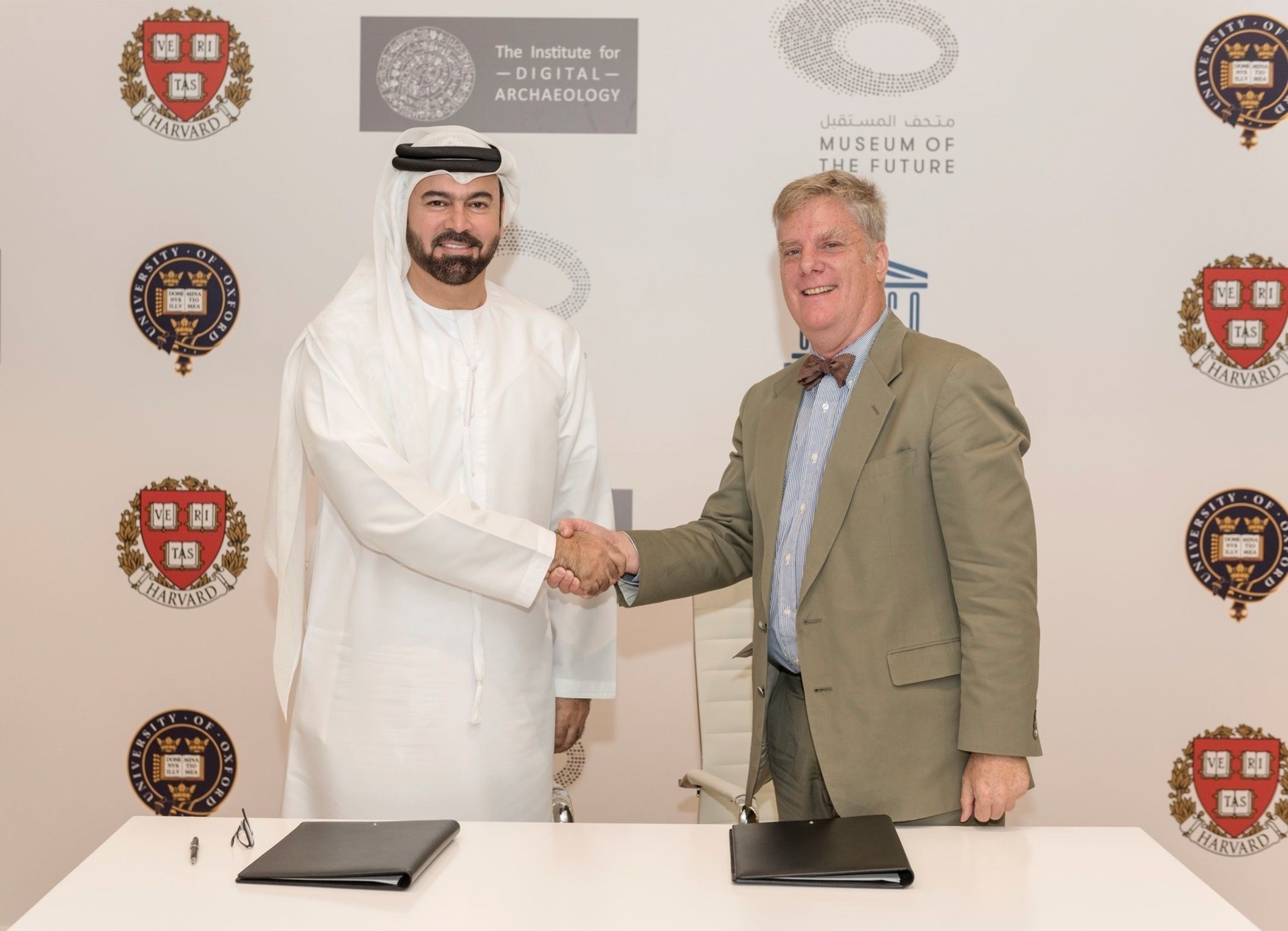 HE Mohammed Al Gergawi , Vice Chairman of Dubai Museum Of The Future Foundation and Roger Michael , Executive Director Of The Institute Of the Digital Archaeology (PRNewsFoto/Dubai Museum of the Future) (PRNewsFoto/Dubai Museum of the Future)