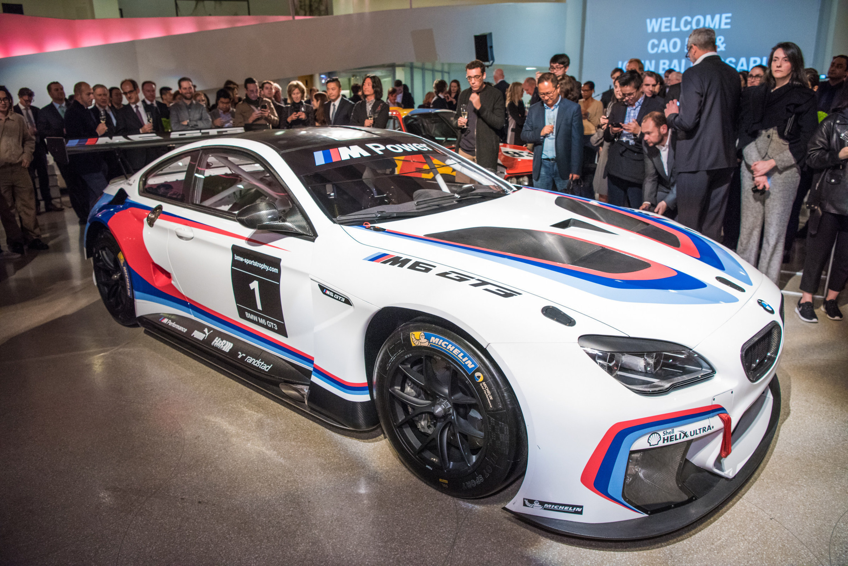 The BMW M6 GT3, the base model for the 18th and 19th BMW Art Car, at the announcement event for the new BMW Art Car artists Cao Fei and John Baldessari at the Guggenheim Museum, New York. (11/2015) (C) BMW AG (PRNewsFoto/BMW Group) (PRNewsFoto/BMW Group)