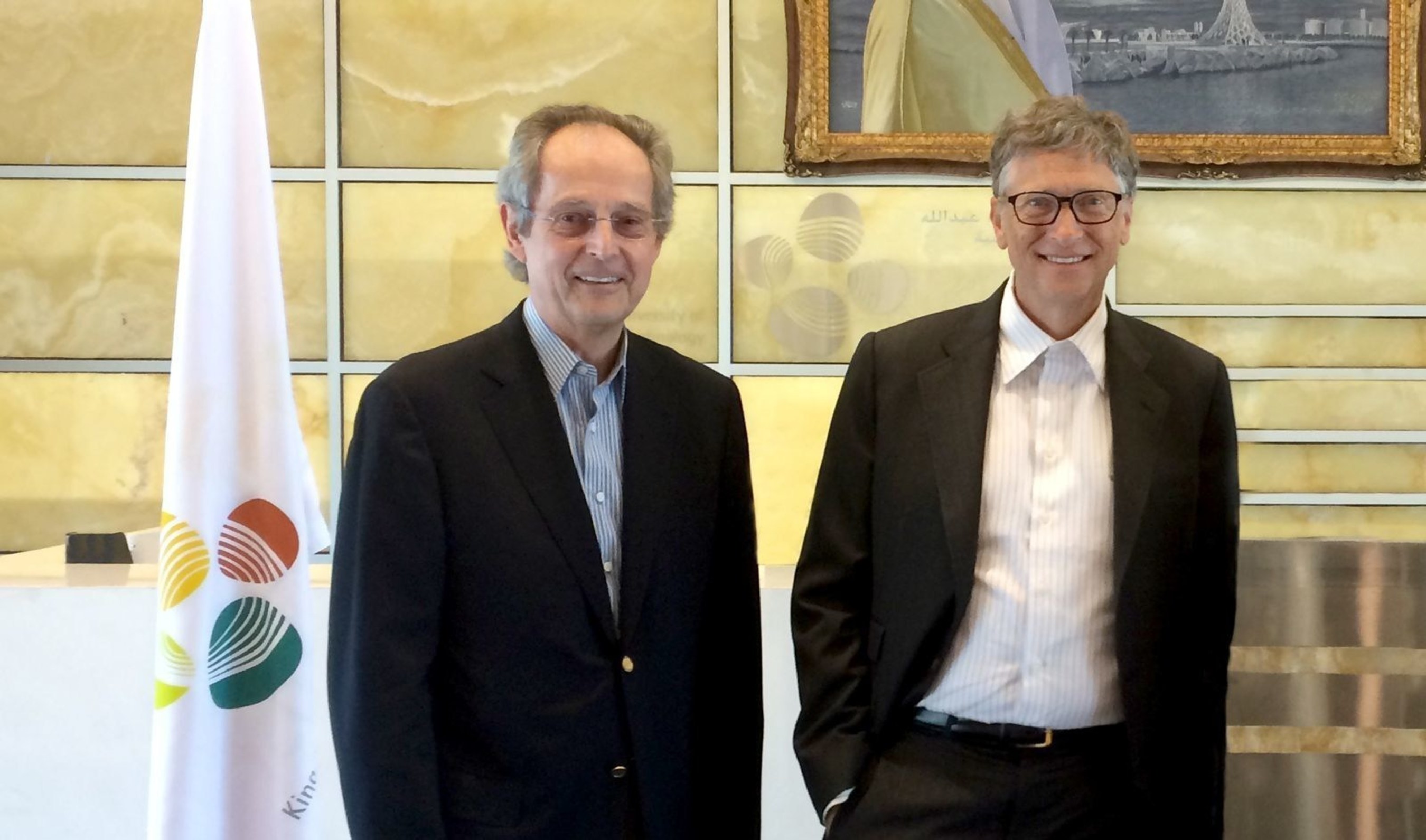 KAUST President Jean-Lou Chameau and Bill Gates during a 2014 tour of KAUST laboratories and research centers (PRNewsFoto/KAUST) (PRNewsFoto/KAUST)