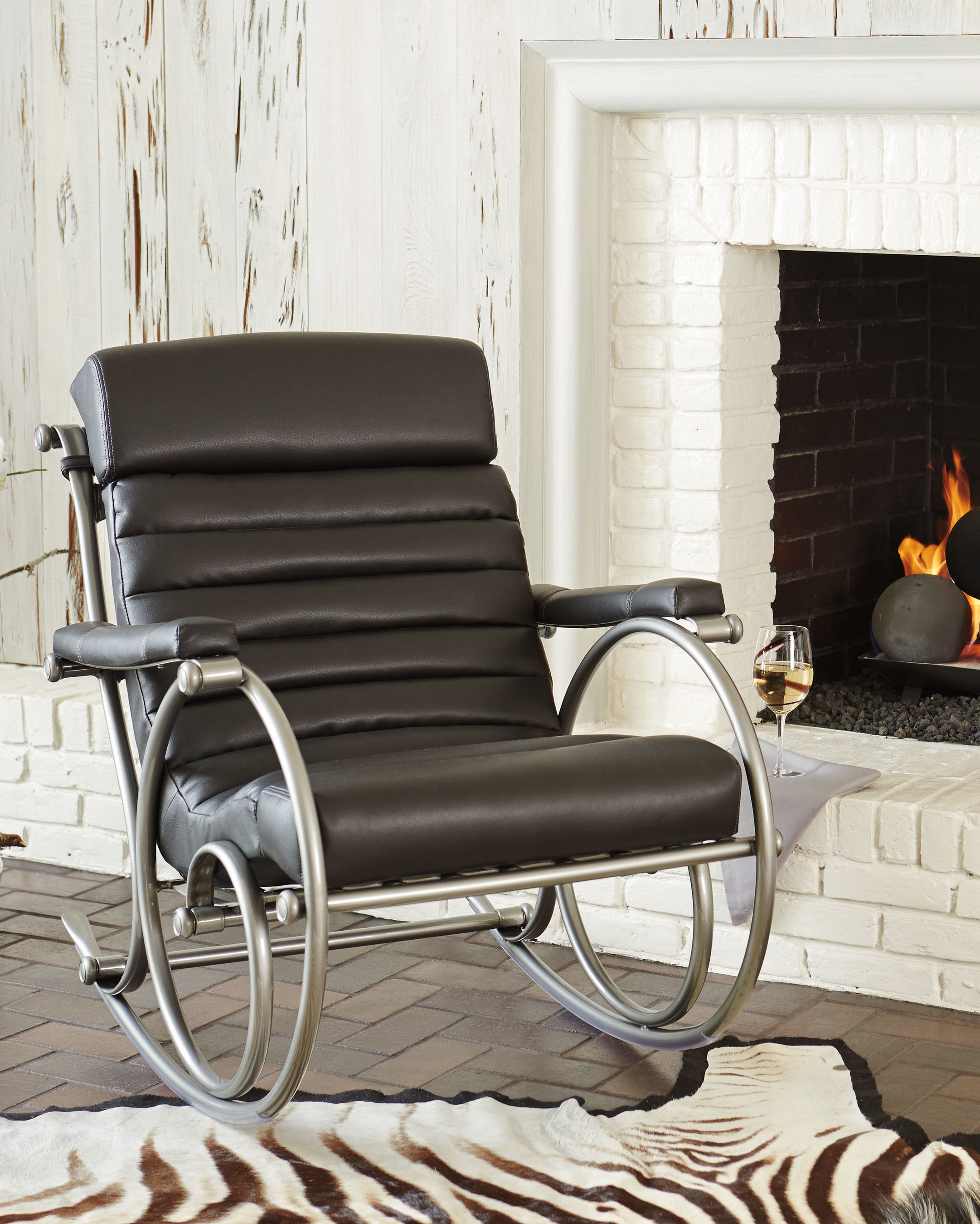 Woodard Anniversary Rocker in black can also be used indoors.