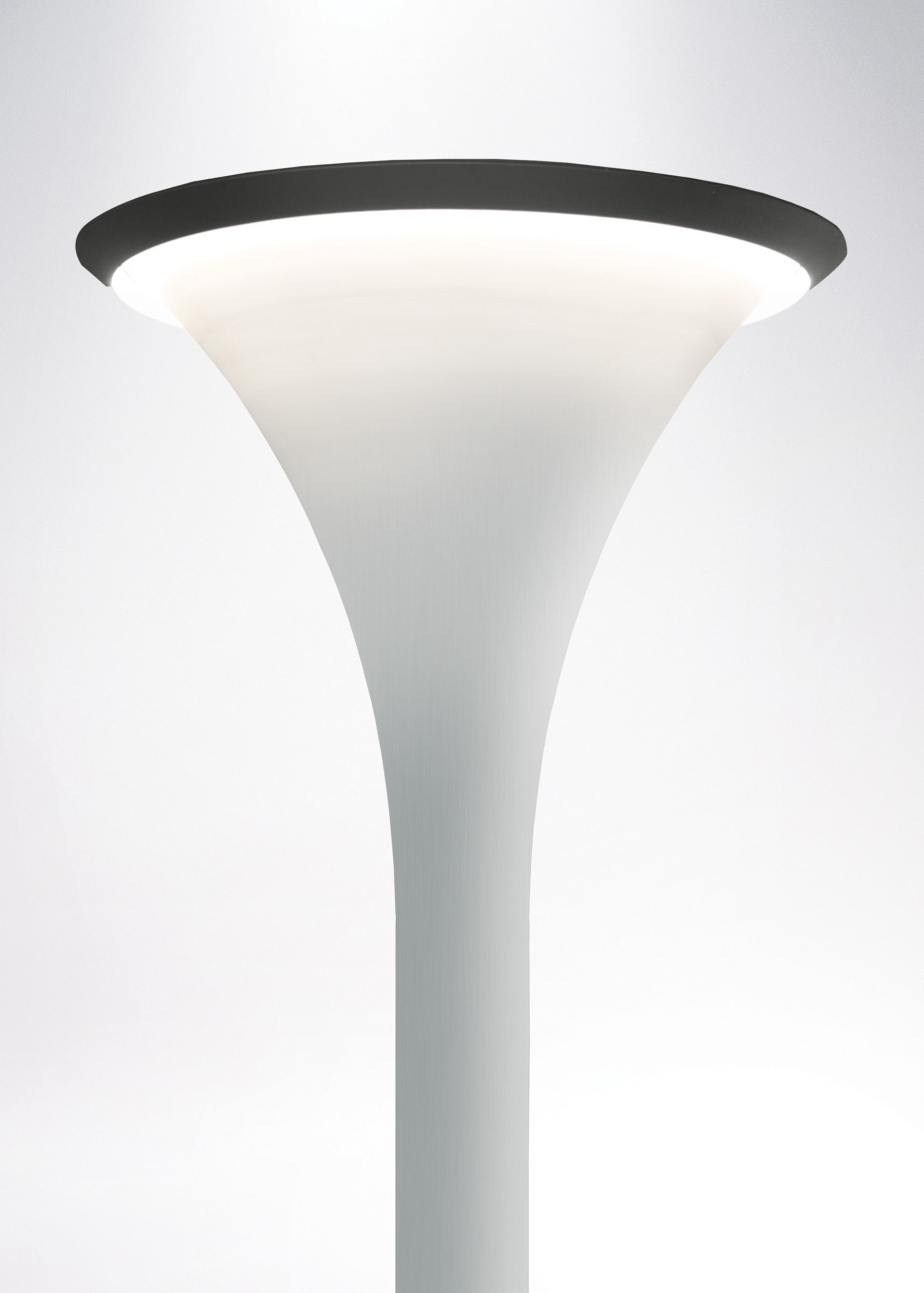 The new Amerlux Lunetta is an innovative and impressive pedestrian scale exterior luminaire family that self-illuminates a curved funnel shaped top head, as well as the pole, creating a seamless, glare-free light post of varying heights. The beauty of Lunetta lies in its simplicity.