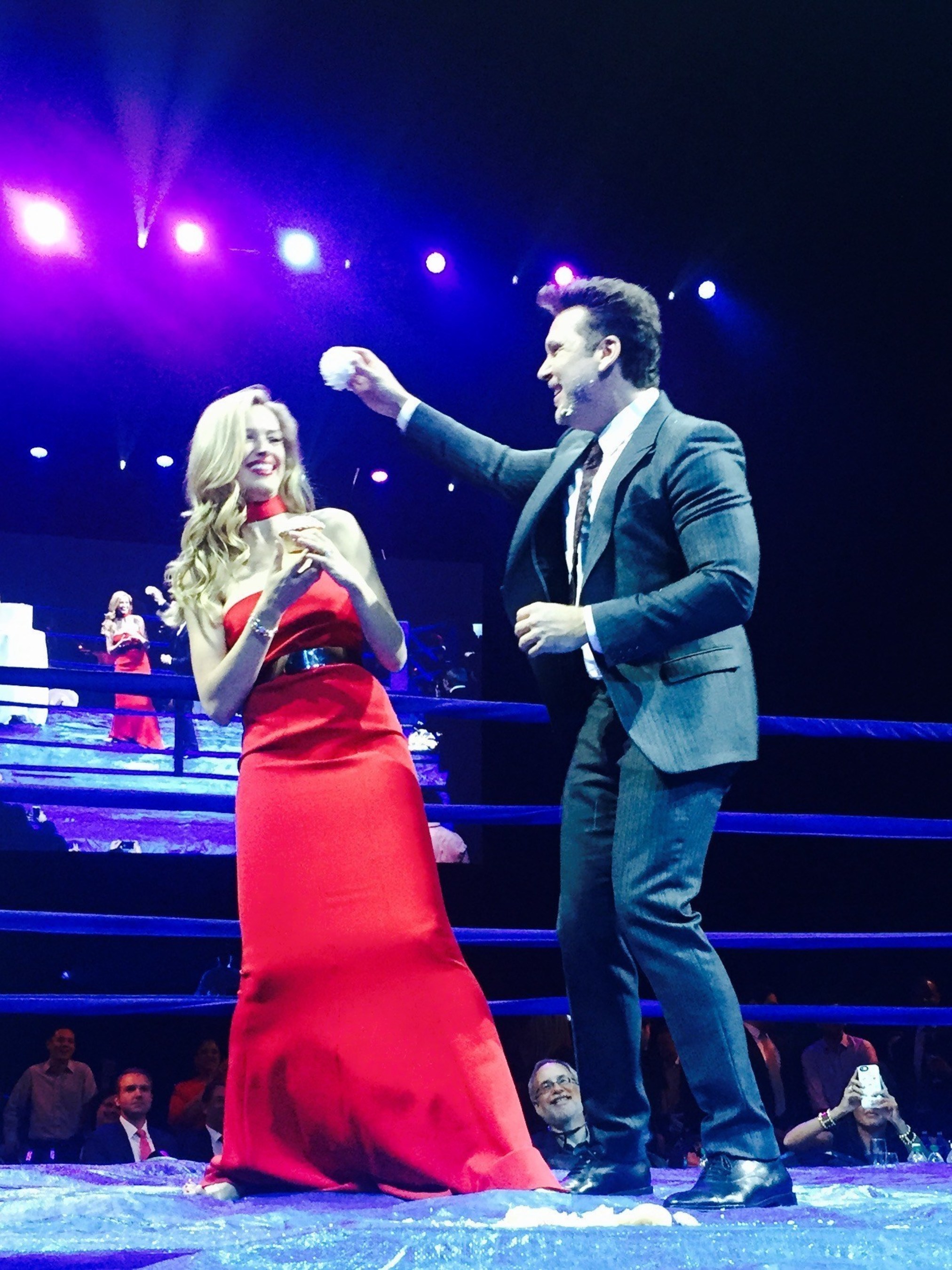 Petra Nemcova and Dane Cook in the ring at the Fight For Education gala 2016 (PRNewsFoto/Happy Hearts Fund)