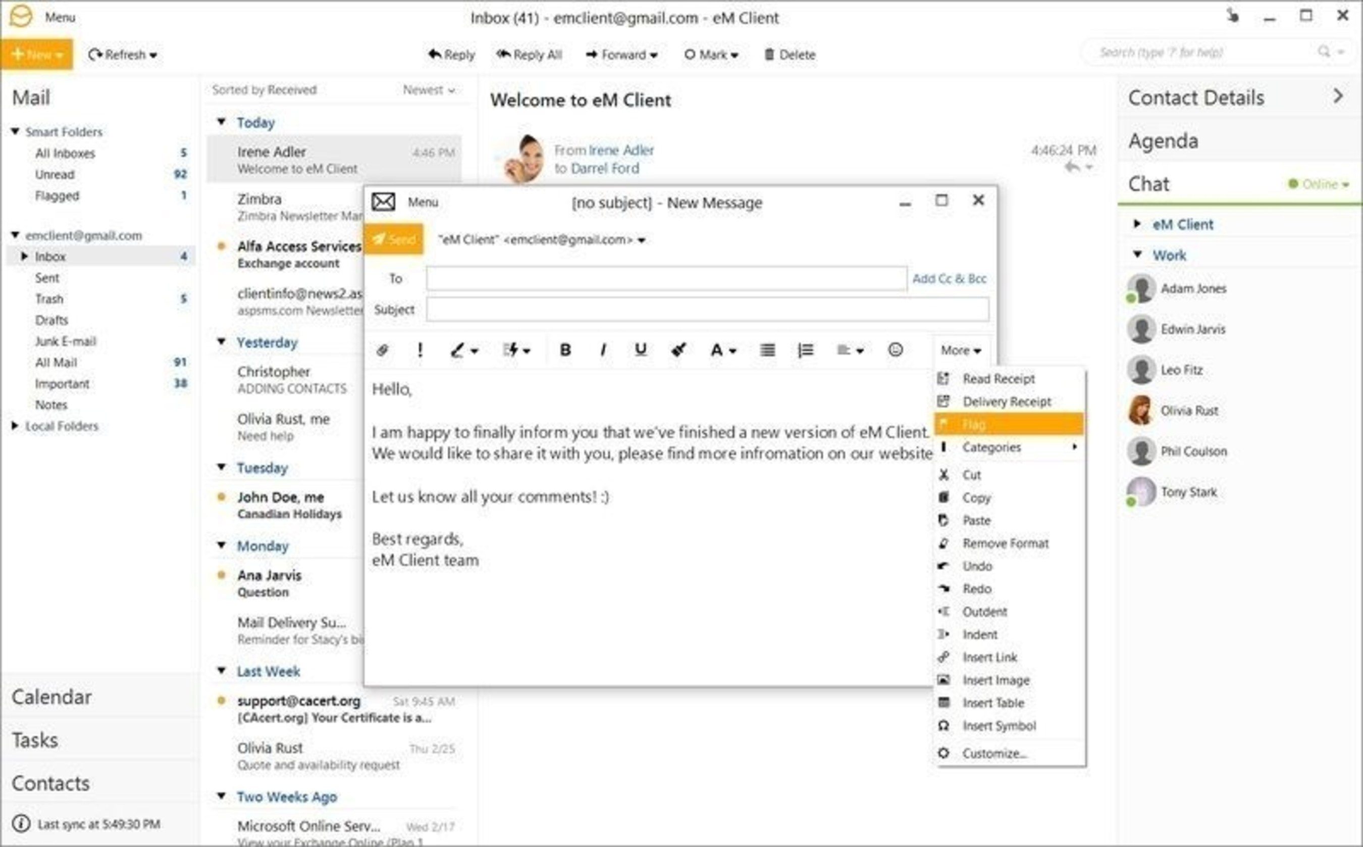 eM Client is a full featured e-mail client with a modern and easy to use interface.