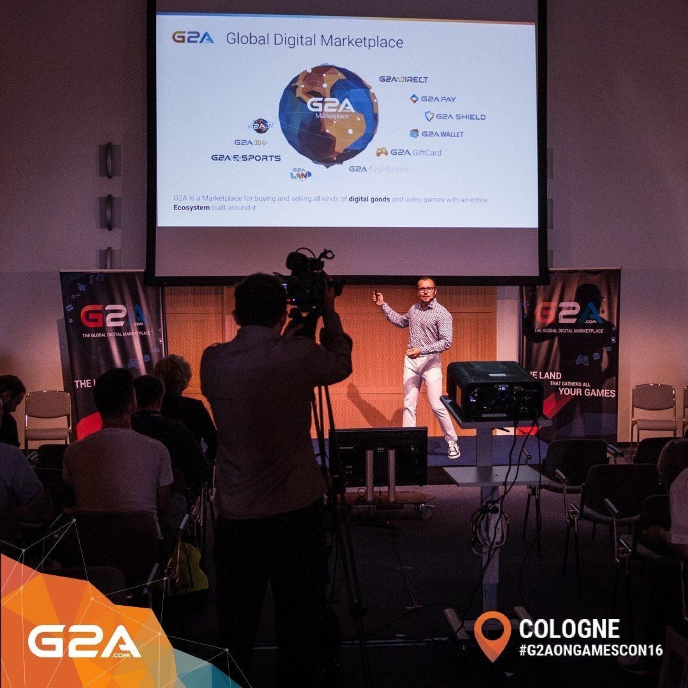 CEO of G2A Bartosz Skwarczek, at the G2A Press Conference at Gamescom 2016. Presenting the G2A Ecosystem to international journalists. (PRNewsFoto/G2A.com)
