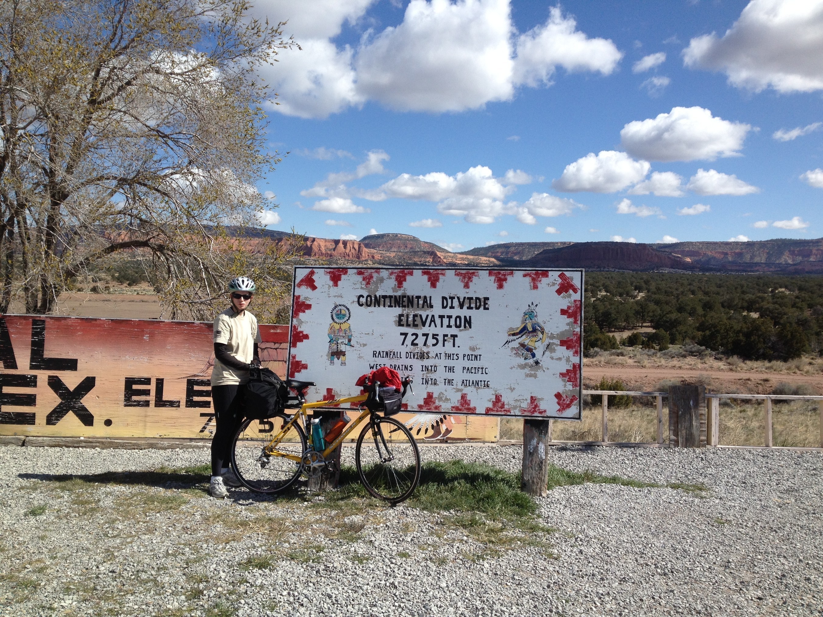 Patricia Waiwood at the Continental Divide during her CA to NY ride in 2014