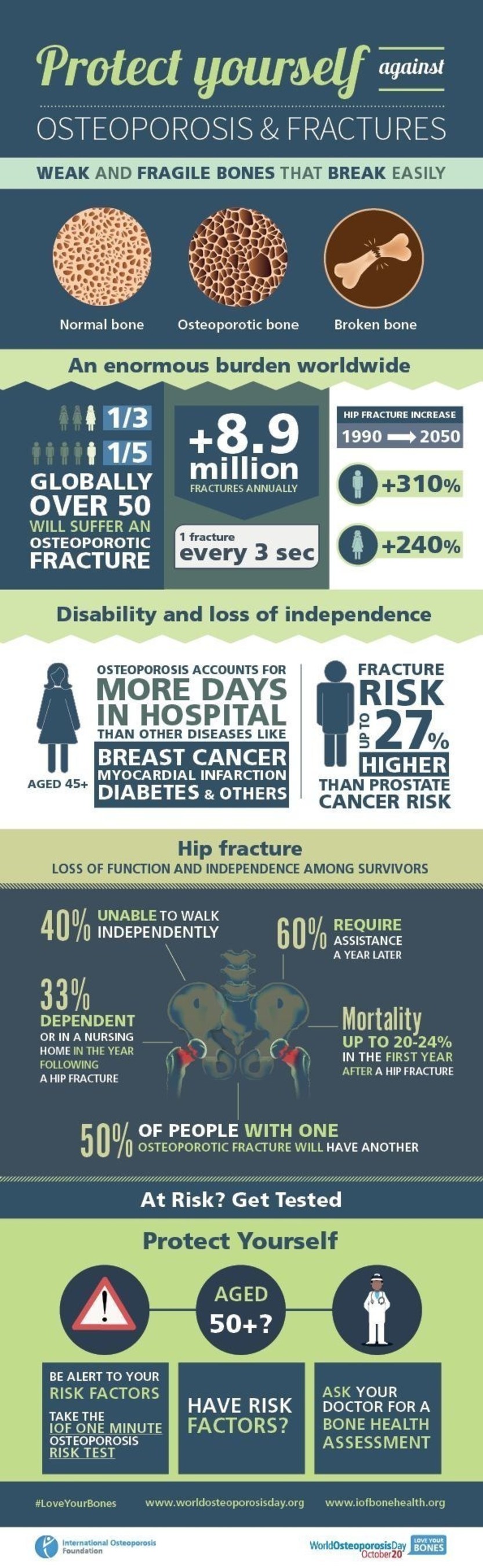 Infographic with key facts and statistics on osteoporosis, and recommendations for long term bone and muscle protection. (PRNewsFoto/IOF)