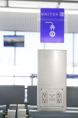 United to install 500 electronics charging stations at airports nationwide.