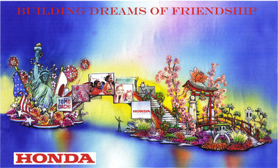 Honda's 2015 Rose Parade float, Building Dreams of Friendship, will lead the 126th Rose Parade. The float celebrates the friendship shared by the United States and Japan through the TOMODACHI Initiative. As part of this initiative, Honda will reunite Japan earthquake survivors with U.S. military first responders.