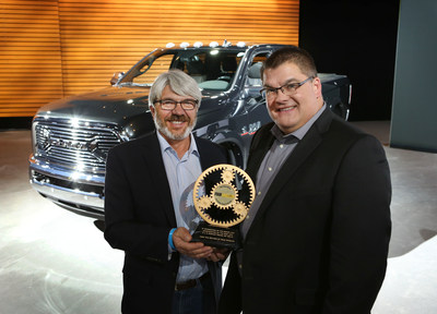 2015 Ram Power Wagon named Four Wheeler Magazine's Pickup Truck of the Year: (Left to right) Rick Pewe, Content Director for the Four Wheeler Network and Bob Hegbloom, President and CEO of Ram Truck Brand.