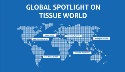 Tissue World events map (PRNewsFoto/Tissue World - UBM)