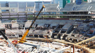 XCMG cranes working at Arena Fonte Nova, a World Cup venue in Salvador