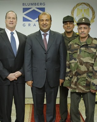Philip F. Blumberg, Chairman and Chief Executive Officer of Blumberg Partners (left) and Dr. Khaled Hanafy, Minister of Supply and Internal Trade (second from left) visit the Blumberg Grain Command and Control Center in Cairo in December. (PRNewsFoto/Blumberg Grain)