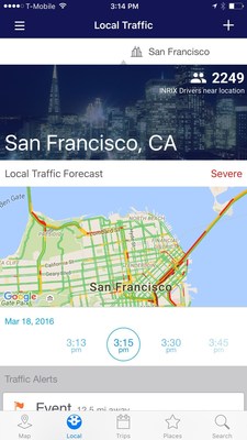 New INRIX Traffic Mobile App First to Learn Driving Habits to Take the Guesswork Out of When to Leave and How to Get There (PRNewsFoto/INRIX)