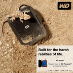 WESTERN DIGITAL TECHNOLOGIES RUGGED CASE Built for the harsh realities of life.  WD Nomad(TM) Rugged Case for My Passport(R) portable hard drives.  (PRNewsFoto/Western Digital Technologies) IRVINE, CA UNITED STATES