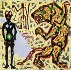 The Man, The Woman, The Lion and the Animals at the Water Hole, 1989  by A.R. Penck