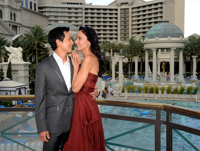 Actor Daniel Wu and International Model Lisa Selesner Visit Caesars Palace in Las Vegas, Nevada