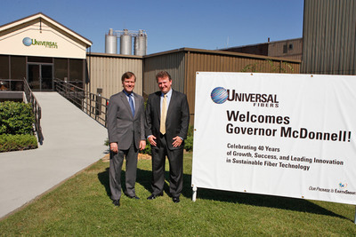 Virginia Governor Bob McDonnell Applauds Universal Fibers® for New Hires, Sustainable Technology