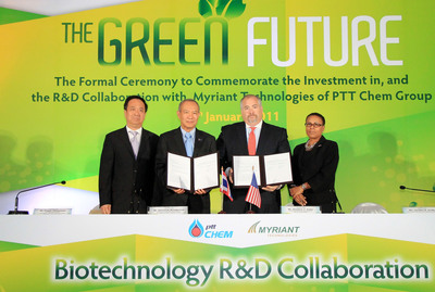 PTT Chemical Group Announces the Investment in, and the Collaboration with, Myriant Technologies to Embark on Its Green Chemicals Development