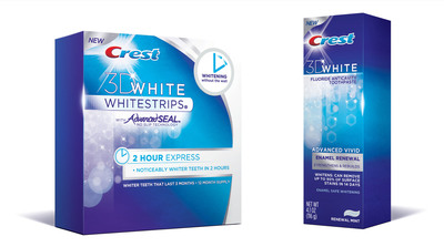 It Just Takes Two... Introducing the New Crest 3D White 2 Hour Express Whitestrips and Crest 3D White Advanced Vivid Enamel Renewal Toothpaste