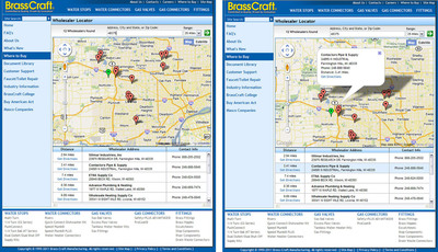 BrassCraft Web Site Now Features Wholesaler Locator Powered by Google