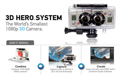 GoPro Launches 3D HERO® System; World's Smallest 1080p 3D Camera. Professional Quality at a Consumer Price.