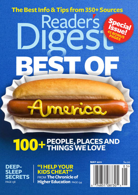 Reader's Digest Reveals the "Best of America" -- From People to Watch to Must-Visit Towns -- In May Issue, rd.com and iPad App