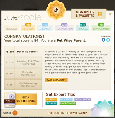Holistic Select® Natural Pet Food Launches Online Health Tool