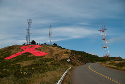 Giant AIDS Ribbon on San Francisco's Twin Peaks Commemorates the 30th Year of HIV/AIDS