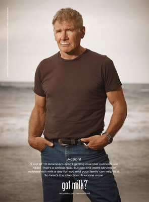 Harrison Ford Appears in the Latest Ad for the National Milk Mustache "got milk?®" Campaign
