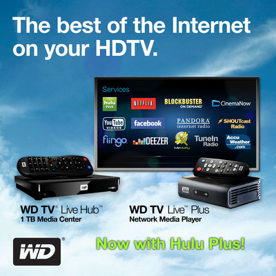 WD® Brings Current-Season On-Demand TV and Acclaimed Movies to Its WD TV® Media Player Family With Hulu Plus™