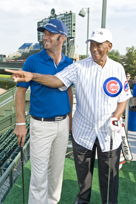 PGA TOUR Player and Defending Champion Dustin Johnson and Chicago Cubs Hall of Famer Ernie Banks Kicked-Off the 2011 BMW Championship by Shooting for a Hole-in-One from the Wrigley Field Stands