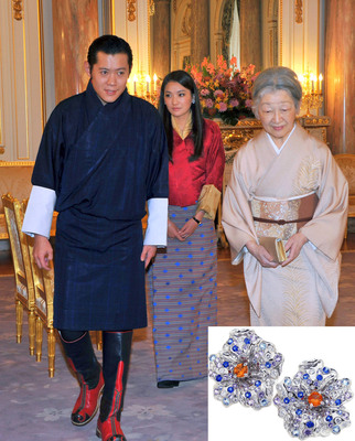 Queen of Bhutan, Jetsun Pema, Wears Anna Hu Haute Joaillerie to Her Wedding to King Jigme Khesar Namgyel Wangchuck and to Her Honeymoon Visit to Japan to Meet Empress Michiko