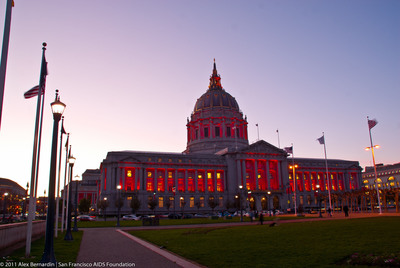 San Francisco Landmark Buildings Turn Red for World AIDS Day