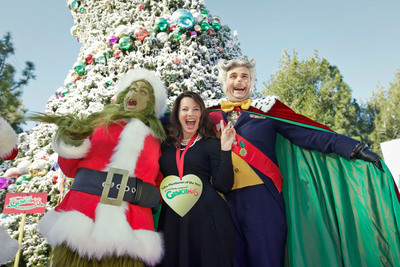 The Grinch and Max the Dog Present Fran Drescher With the "Who-Manitarian of the Year" Award as Universal Studios Hollywood Prepares to Ring in the 18 Days of "Grinchmas" With Tons of Real Snow, Celebrity Tree Lightings and Who-liday Cheer