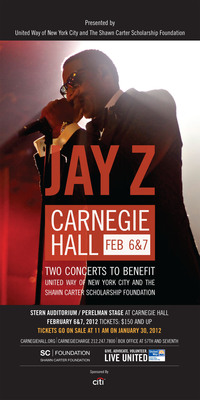 JAY Z Carnegie Hall Concert Tickets Go on Sale to the Public on Monday, January 30 at 11:00 a.m. EST