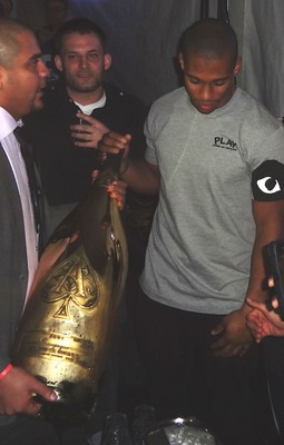 World Champions the New York Giants Toast Super Bowl Trophy with Armand De Brignac, Rated the World's #1 Champagne