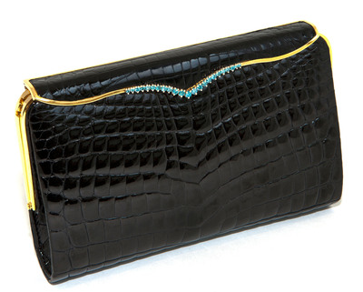 LANA MARKS:  $50,000 Blue Diamond Cleopatra Clutch by LANA MARKS in Black Alligator Worn by Kimberly Perry at the Grammy's Red Carpet 2012
