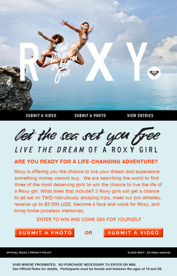 ROXY anuncia concurso global "Deixe o Mar Libertá-la"